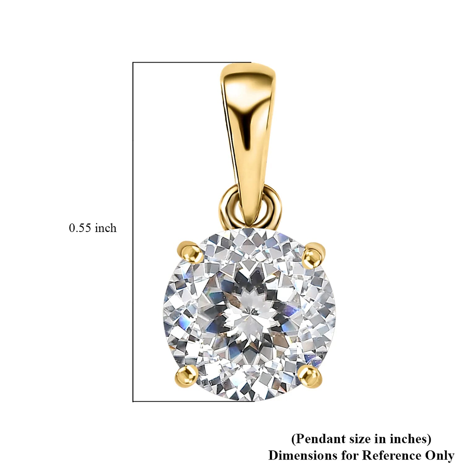 10K Yellow Gold 120 Facet Moissanite 1.80 ctw Pendant, Gold Solitaire Pendant, Anniversary Gifts