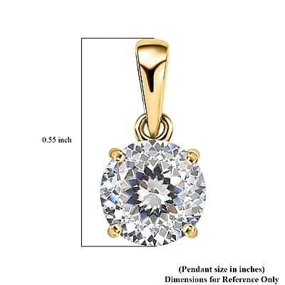 10K Yellow Gold 120 Facet Moissanite 1.80 ctw Pendant, Gold Solitaire Pendant, Anniversary Gifts