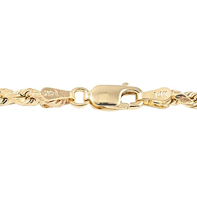 14K Yellow Gold 3mm Rope Necklace 22 Inches 6.20 Grams