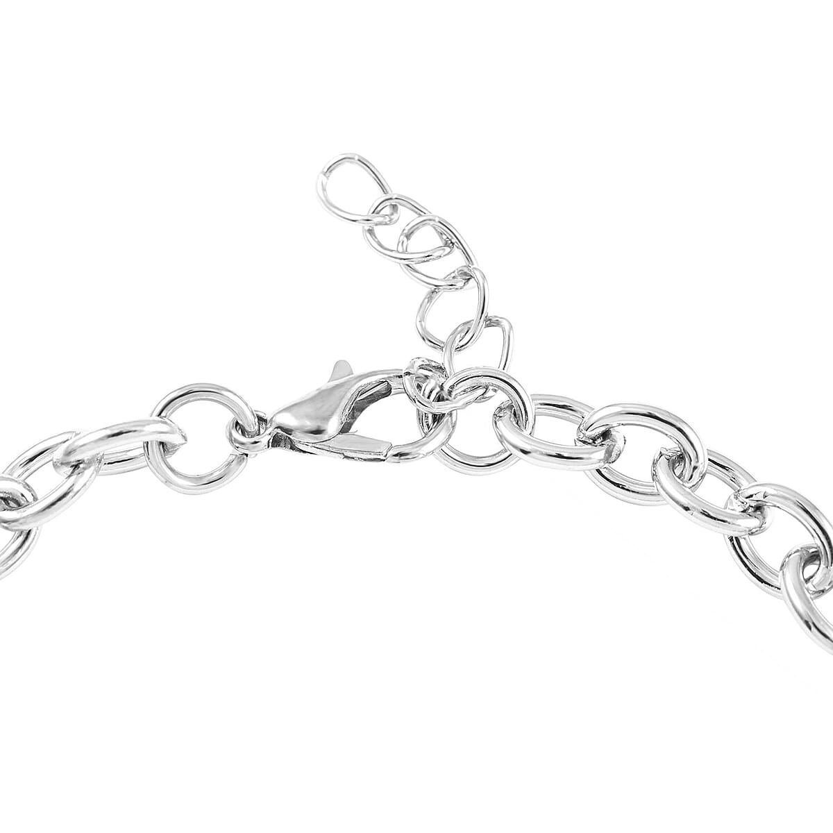 DISNEY Austrian Crystal Minnie and Mickey Mouse Charm Bracelet 6.50-7.50 Inches in Rhodium Over Silvertone image number 3