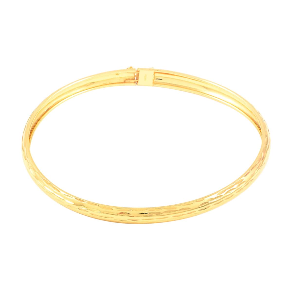 14K Yellow Gold Over Sterling Silver Pebble Cut Bangle Bracelet (8.00 In) 4.70 Grams image number 0