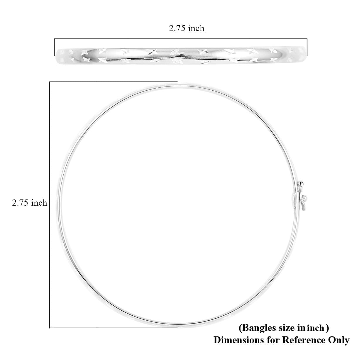 Sterling Silver Diamond Cut Bangle Bracelet (8.00 In) 3.80 Grams image number 4