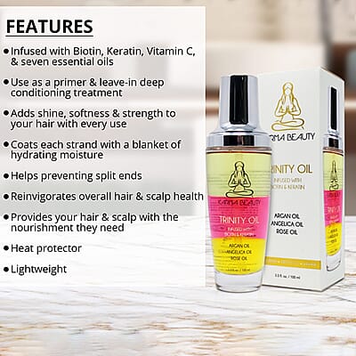 Karma Beauty- Trinity Oil Infused with Biotin & Keratin (3.3 fl. Oz.) 100 ml (Ships in 12-14 Day) , Biotin Hair Oil , Keratin Oil for Hair