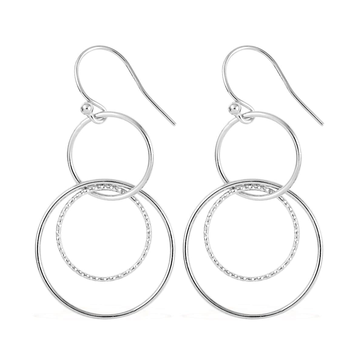 Sterling Silver Circle Dangle Earrings 2.75 Grams image number 3