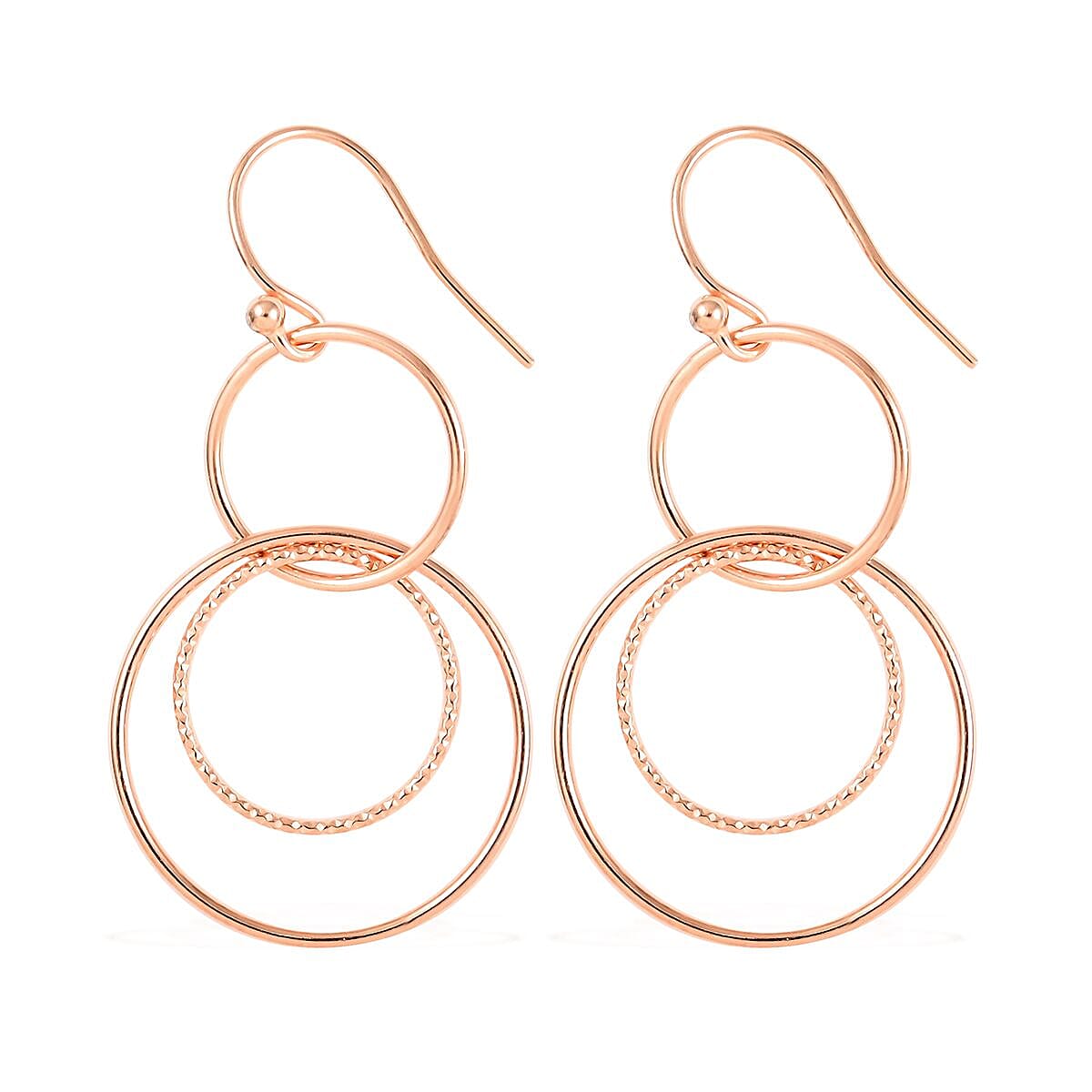 14K Rose Gold Over Sterling Silver Circle Dangle Earrings 2.70 Grams image number 3