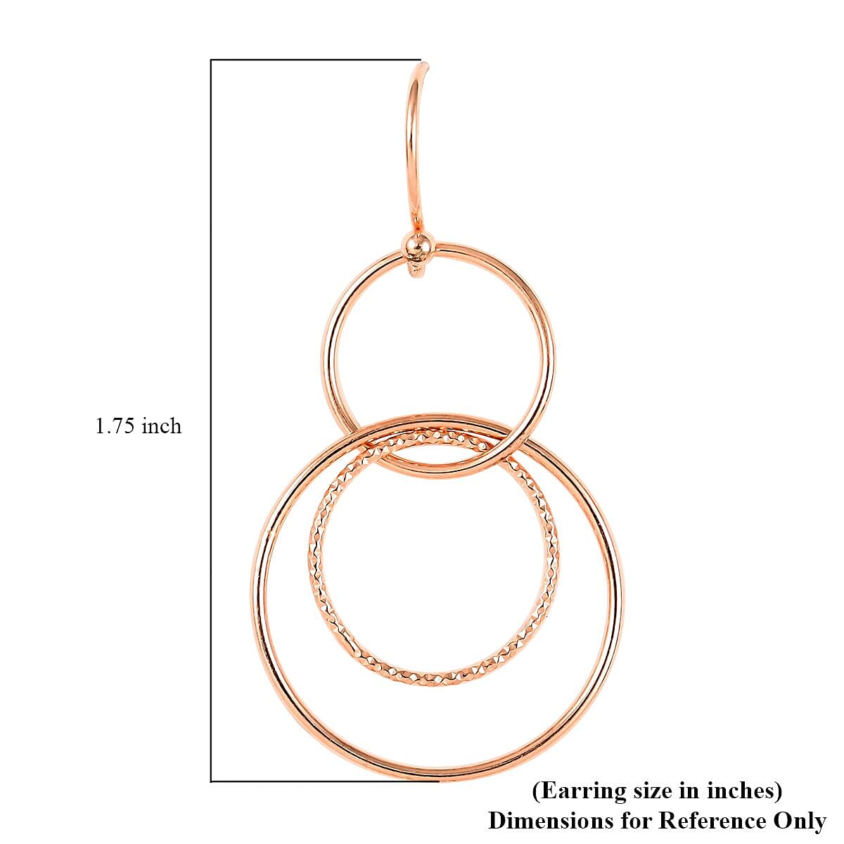 14K Rose Gold Over Sterling Silver Circle Dangle Earrings 2.70 Grams image number 4