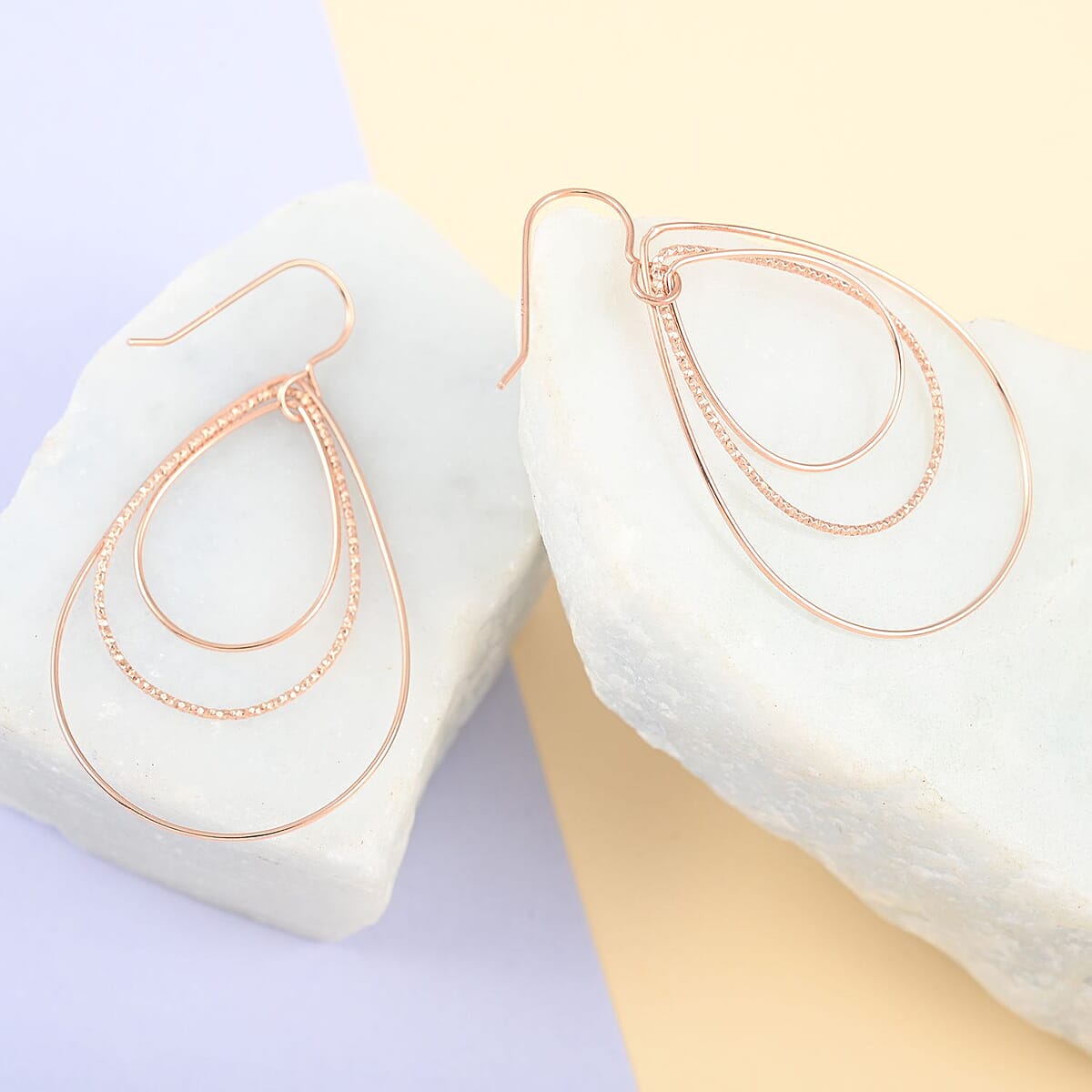 14K Rose Gold Over Sterling Silver Teardrop Earrings 2.50 Grams image number 1