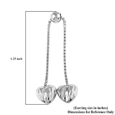 Sterling Silver Heart Dangle Earrings with Bolo 2 Grams