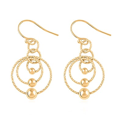 14K Yellow Gold Over Sterling Silver Inner Circle Dangle Earrings 2.85 Grams