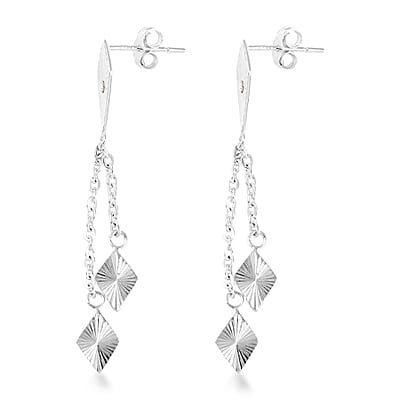 White Zircon Kite Dangle Earrings in Sterling Silver