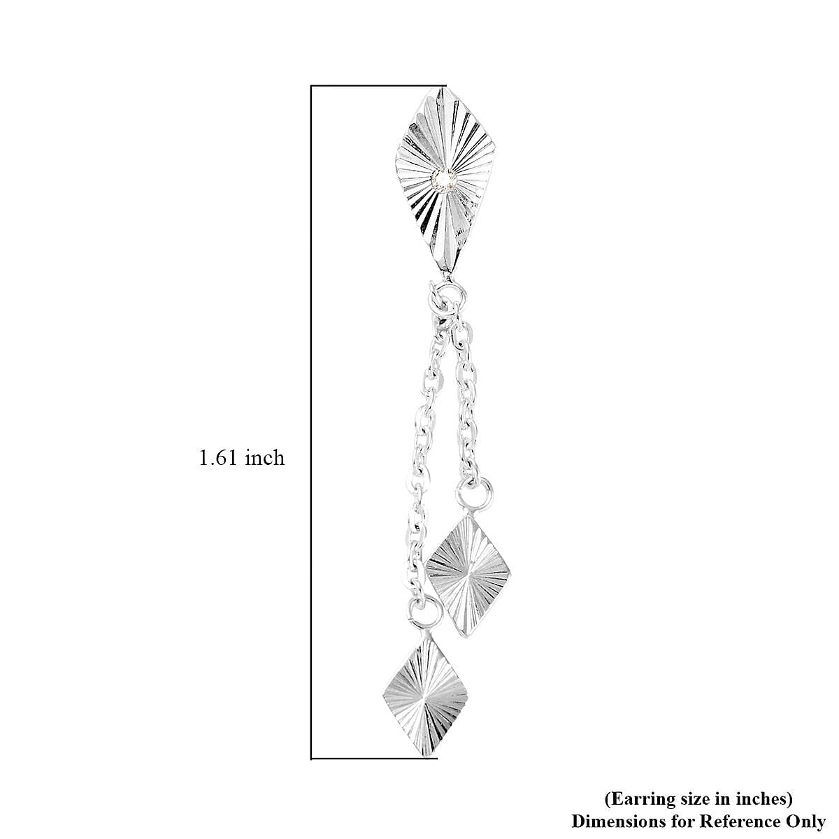 White Zircon Kite Dangle Earrings in Sterling Silver image number 4