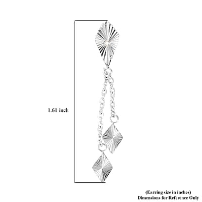White Zircon Kite Dangle Earrings in Sterling Silver