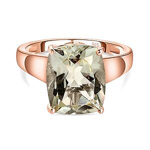 Prasiolite 5.50 ctw Ring in 14K Rose Gold Over Sterling Silver (Size 11.5)