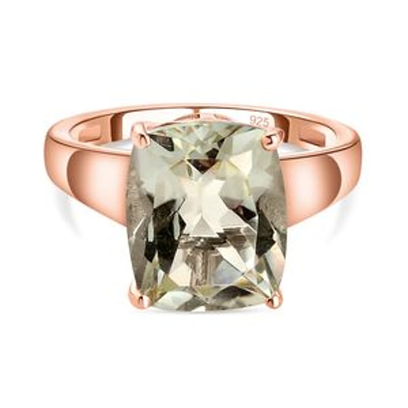 Prasiolite 5.50 ctw Ring in 14K Rose Gold Over Sterling Silver (Size 11.5)