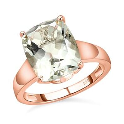Prasiolite 5.50 ctw Ring in 14K Rose Gold Over Sterling Silver (Size 11.5)