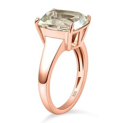 Prasiolite 5.50 ctw Ring in 14K Rose Gold Over Sterling Silver (Size 11.5)