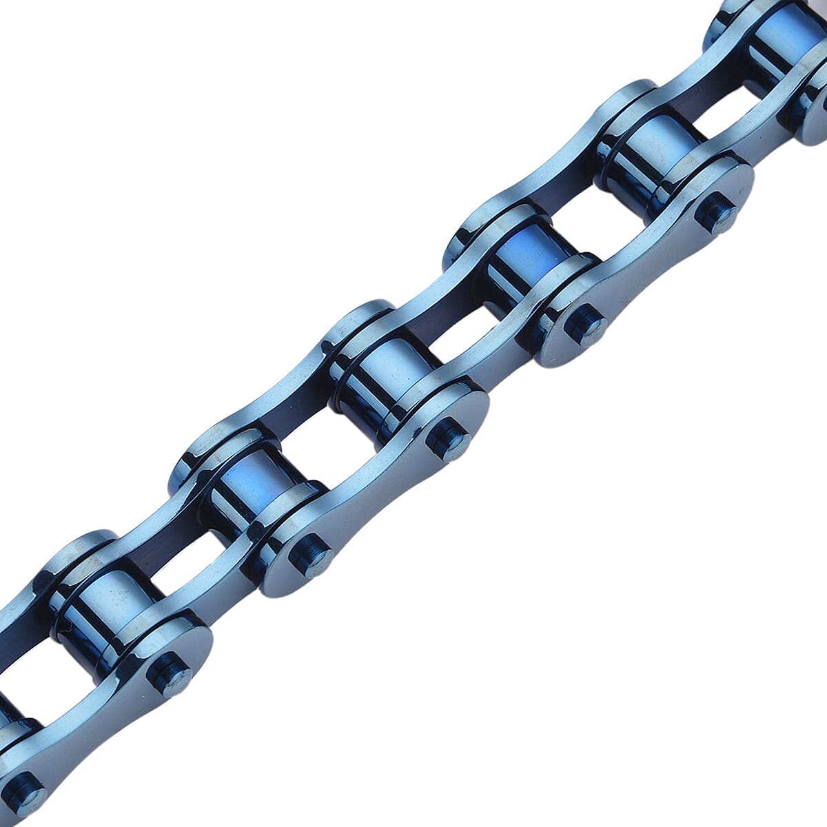 Bicycle Chain Style 10mm Men's Bracelet in ION Plated Blue and Stainless Steel (8.00 In) image number 2