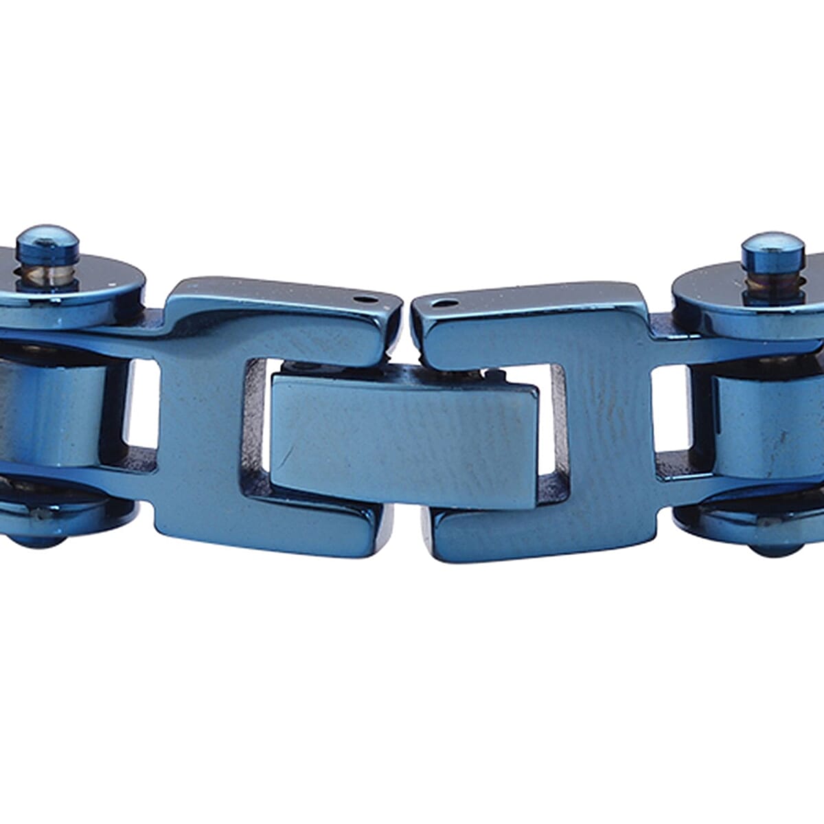 Bicycle Chain Style 10mm Men's Bracelet in ION Plated Blue and Stainless Steel (8.00 In) image number 3