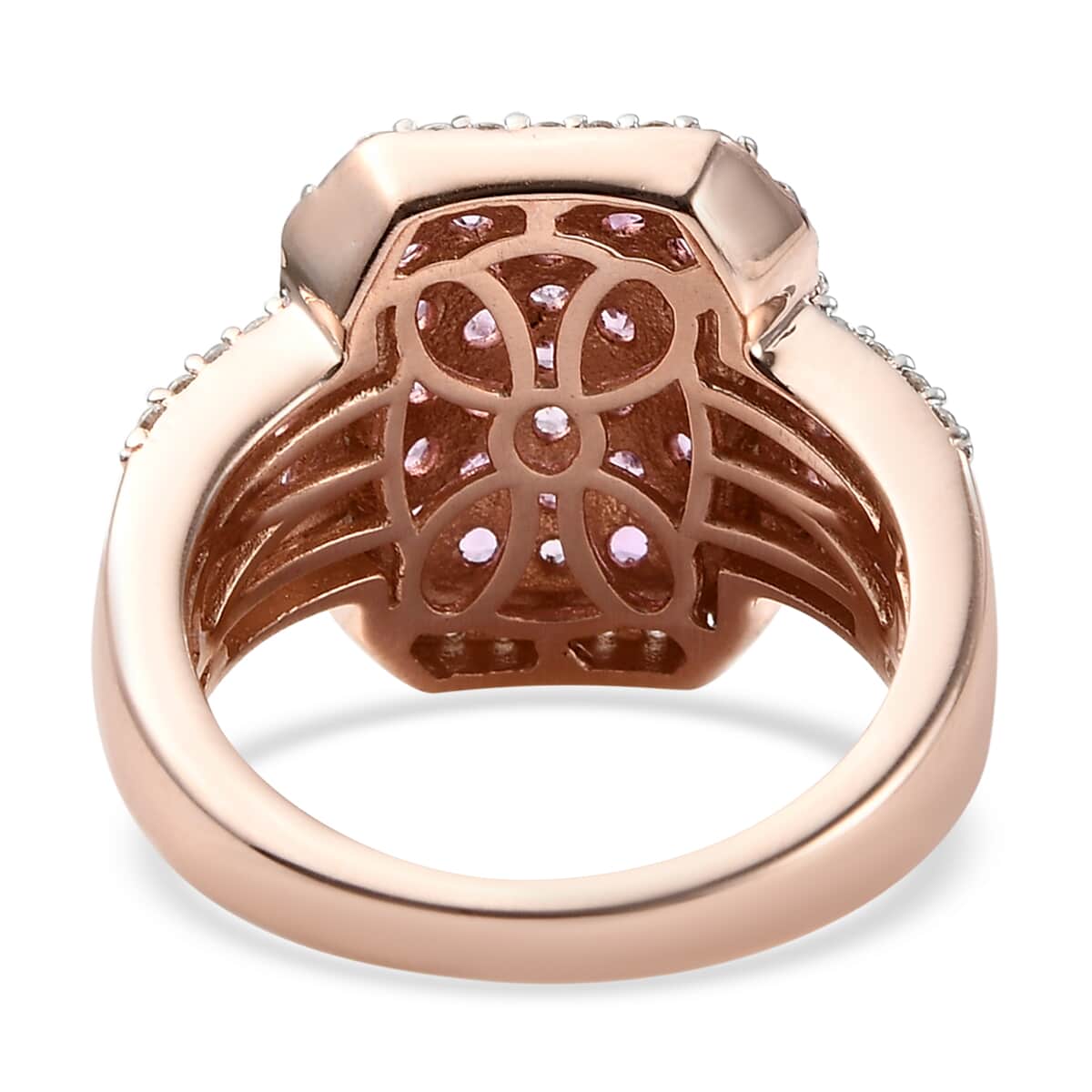 Madagascar Pink Sapphire and Natural White Zircon Cluster Ring in Vermeil Rose Gold Over Sterling Silver (Size 6.0) 2.00 ctw image number 4