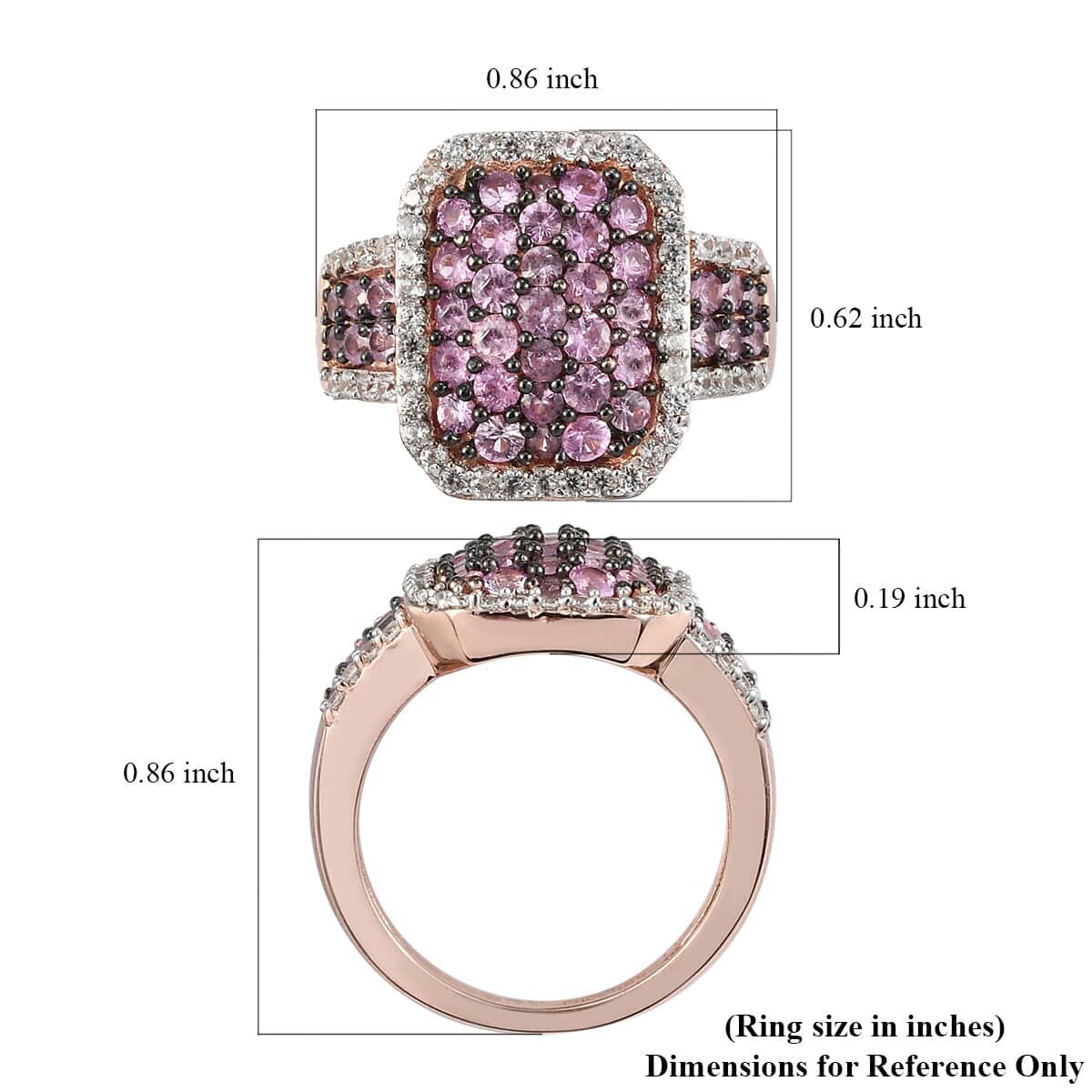 Madagascar Pink Sapphire and Natural White Zircon Cluster Ring in Vermeil Rose Gold Over Sterling Silver (Size 6.0) 2.00 ctw image number 5