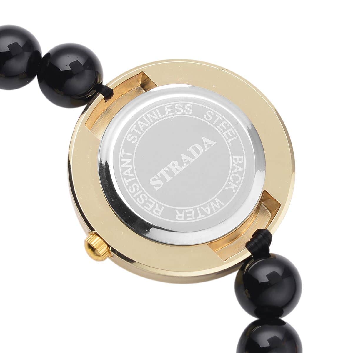 STRADA Japanese Movement Black Agate Beaded Stretch Bracelet Watch with Feng Shui Pi-xiu Charm (7.0-7.5In) (28.20mm) 85.00 ctw image number 5