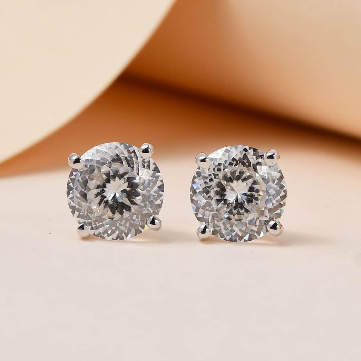 120 Facet Moissanite 1.50 ctw Solitaire Stud Earrings in 10K White Gold image number 1