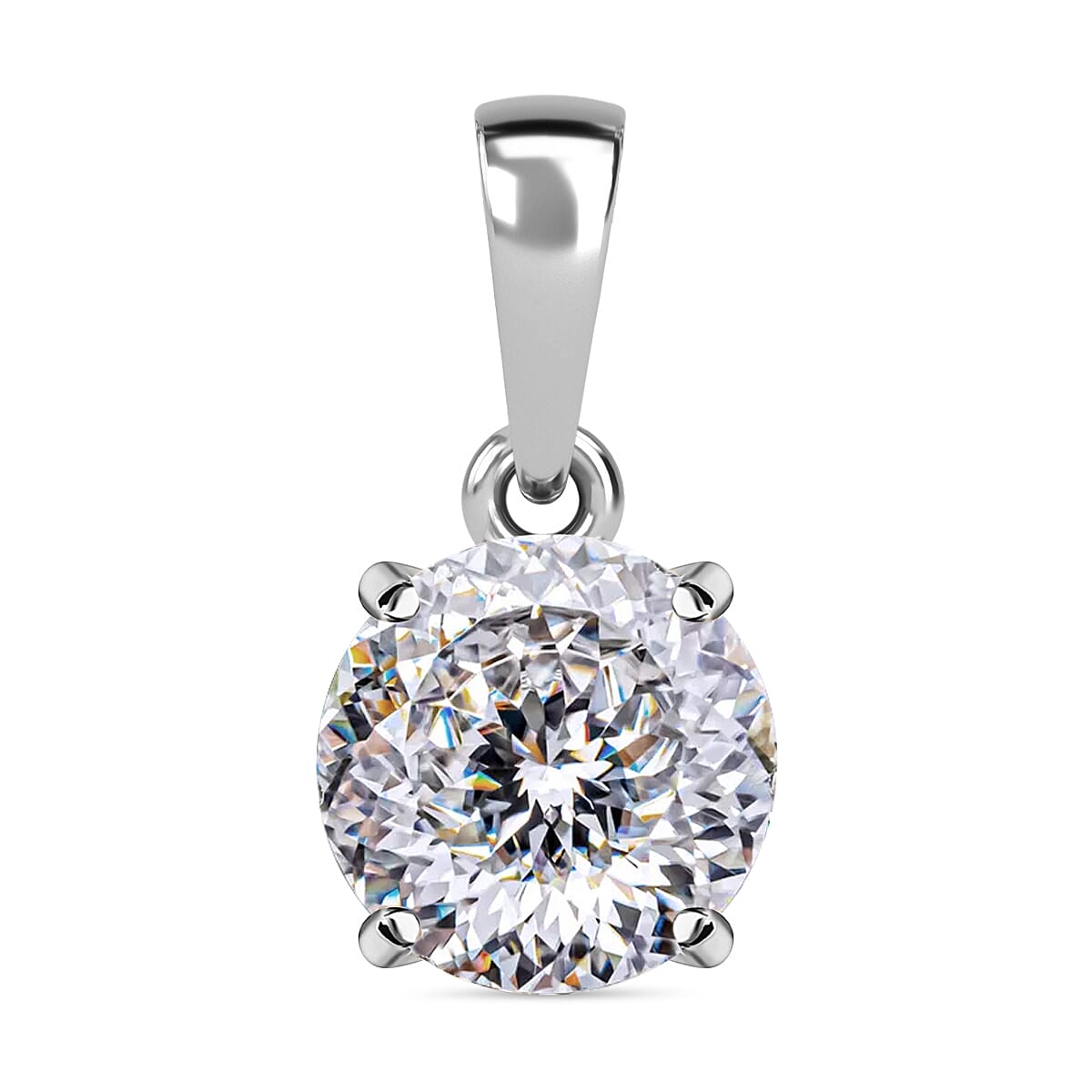 10K White Gold 120 Facet Moissanite 1.80 ctw Pendant, Gold Solitaire Pendant, Anniversary Gifts