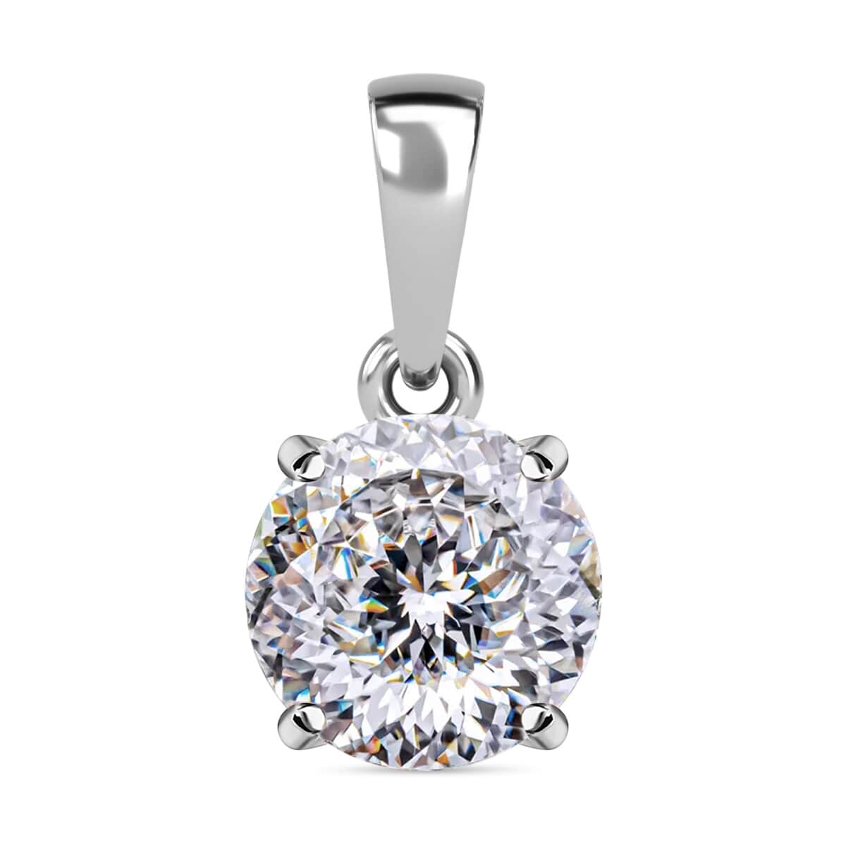 10K White Gold 120 Facet Moissanite Pendant, Gold Solitaire Pendant, Anniversary Gifts 1.80 ctw image number 0