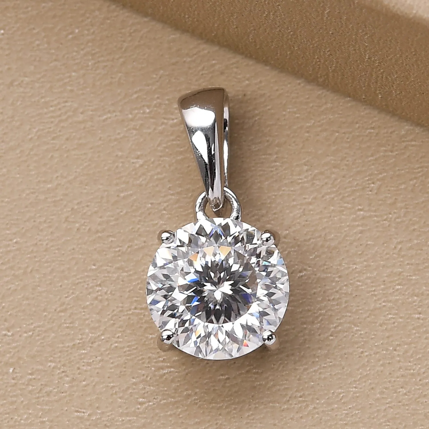 10K White Gold 120 Facet Moissanite 1.80 ctw Pendant, Gold Solitaire Pendant, Anniversary Gifts