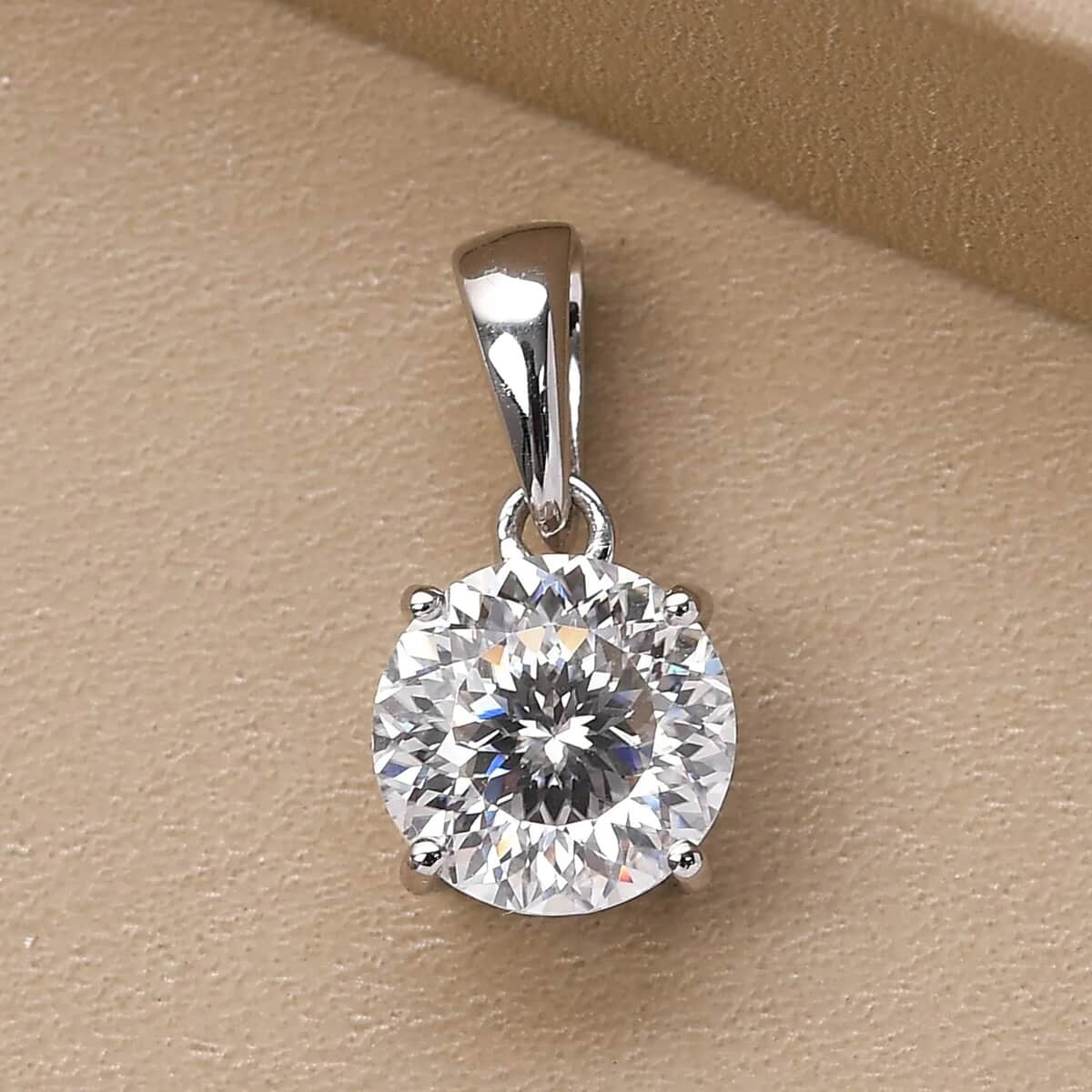 10K White Gold 120 Facet Moissanite Pendant, Gold Solitaire Pendant, Anniversary Gifts 1.80 ctw image number 1