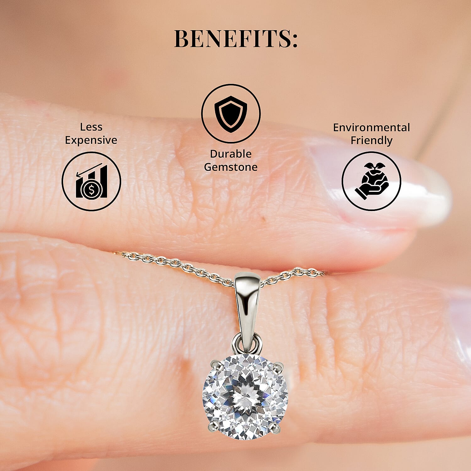 10K White Gold 120 Facet Moissanite 1.80 ctw Pendant, Gold Solitaire Pendant, Anniversary Gifts