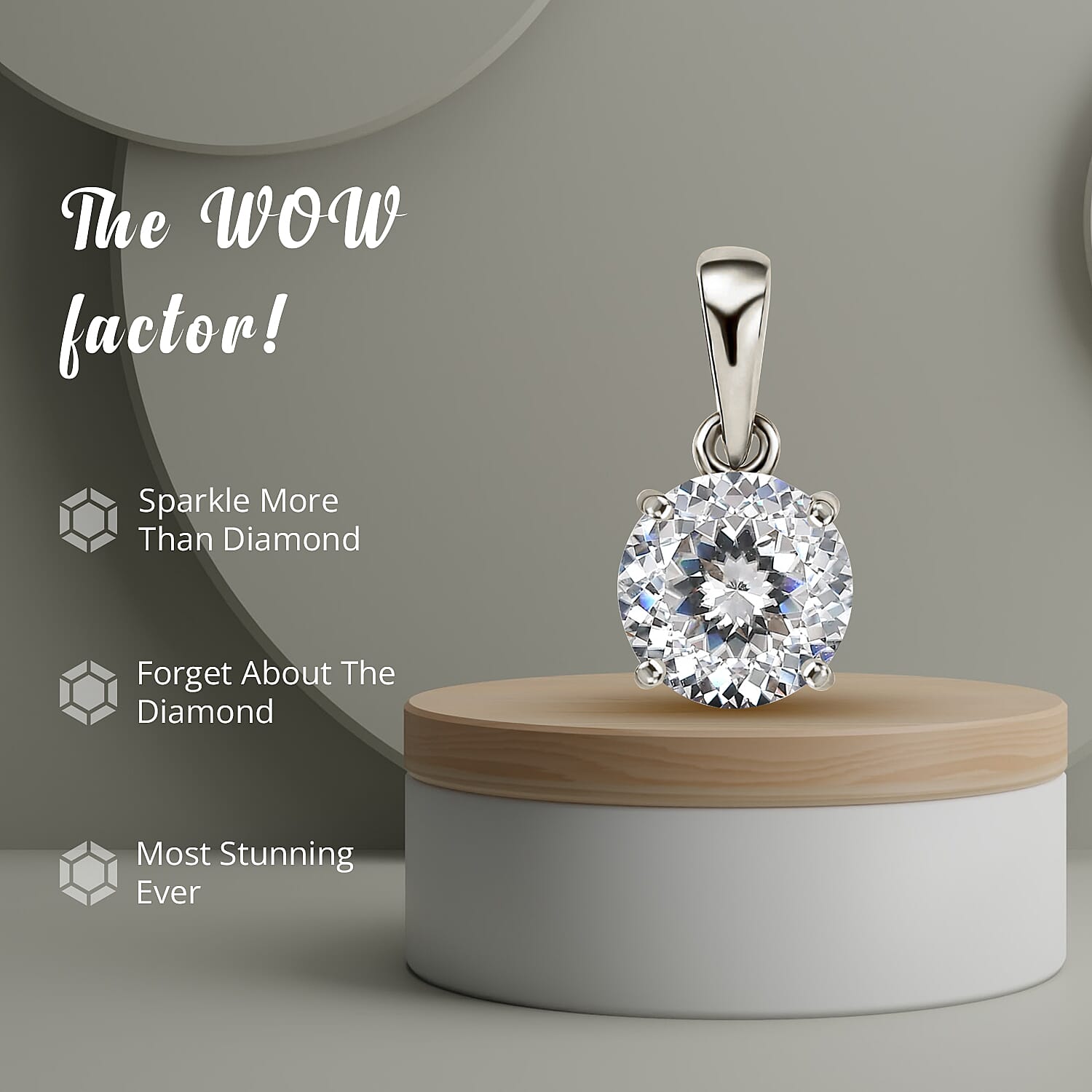10K White Gold 120 Facet Moissanite 1.80 ctw Pendant, Gold Solitaire Pendant, Anniversary Gifts