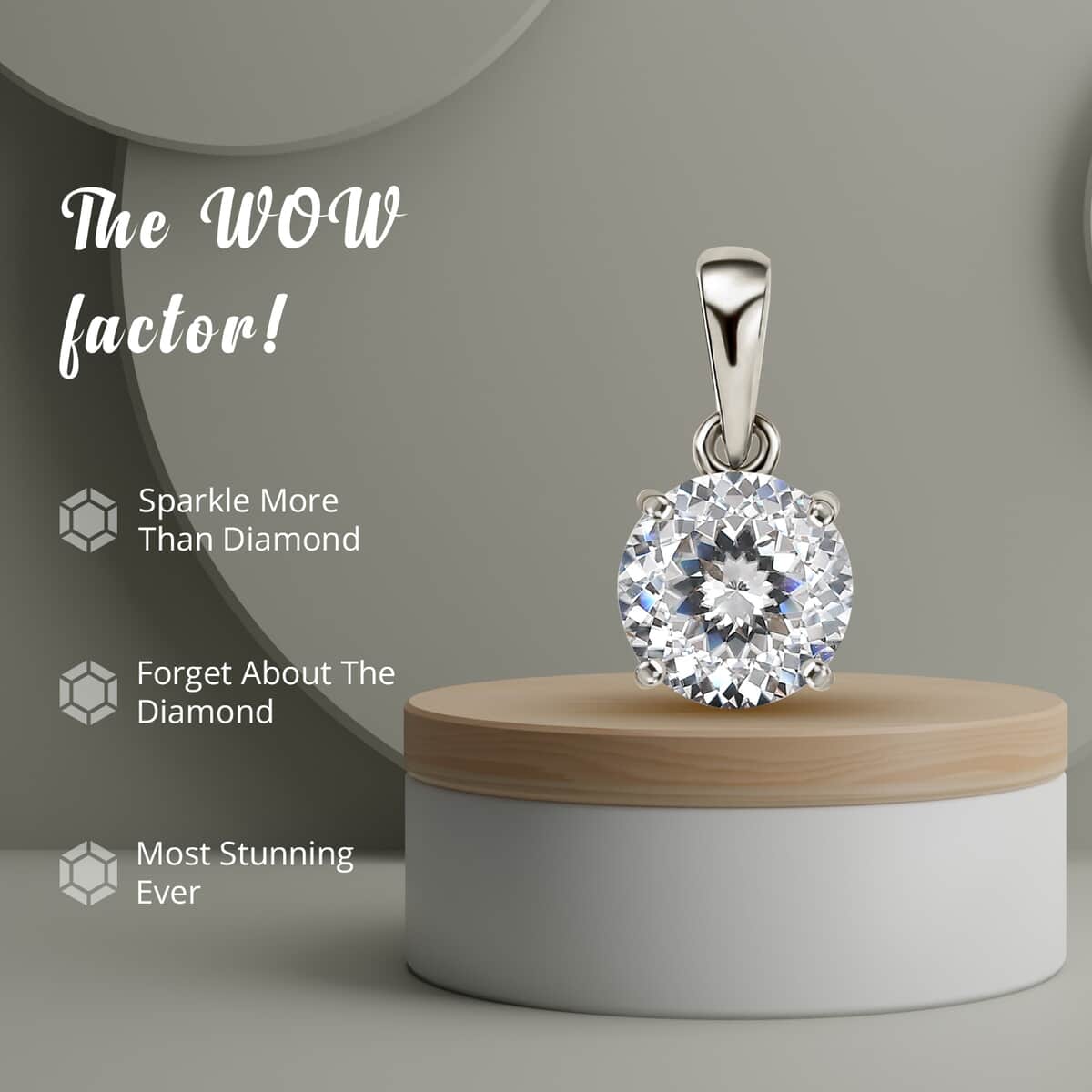 10K White Gold 120 Facet Moissanite 1.80 ctw Pendant, Gold Solitaire Pendant, Anniversary Gifts image number 4