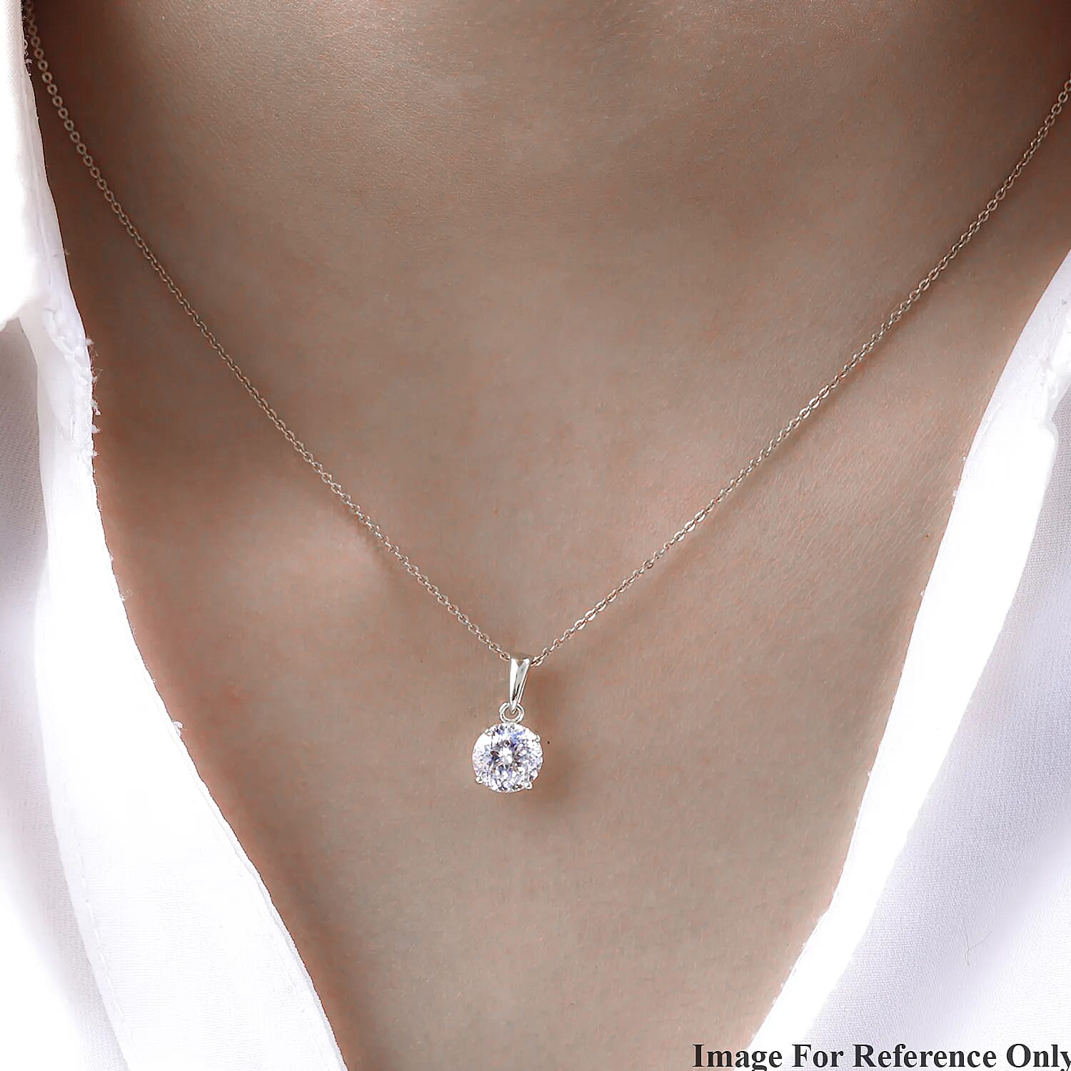 10K White Gold 120 Facet Moissanite 1.80 ctw Pendant, Gold Solitaire Pendant, Anniversary Gifts