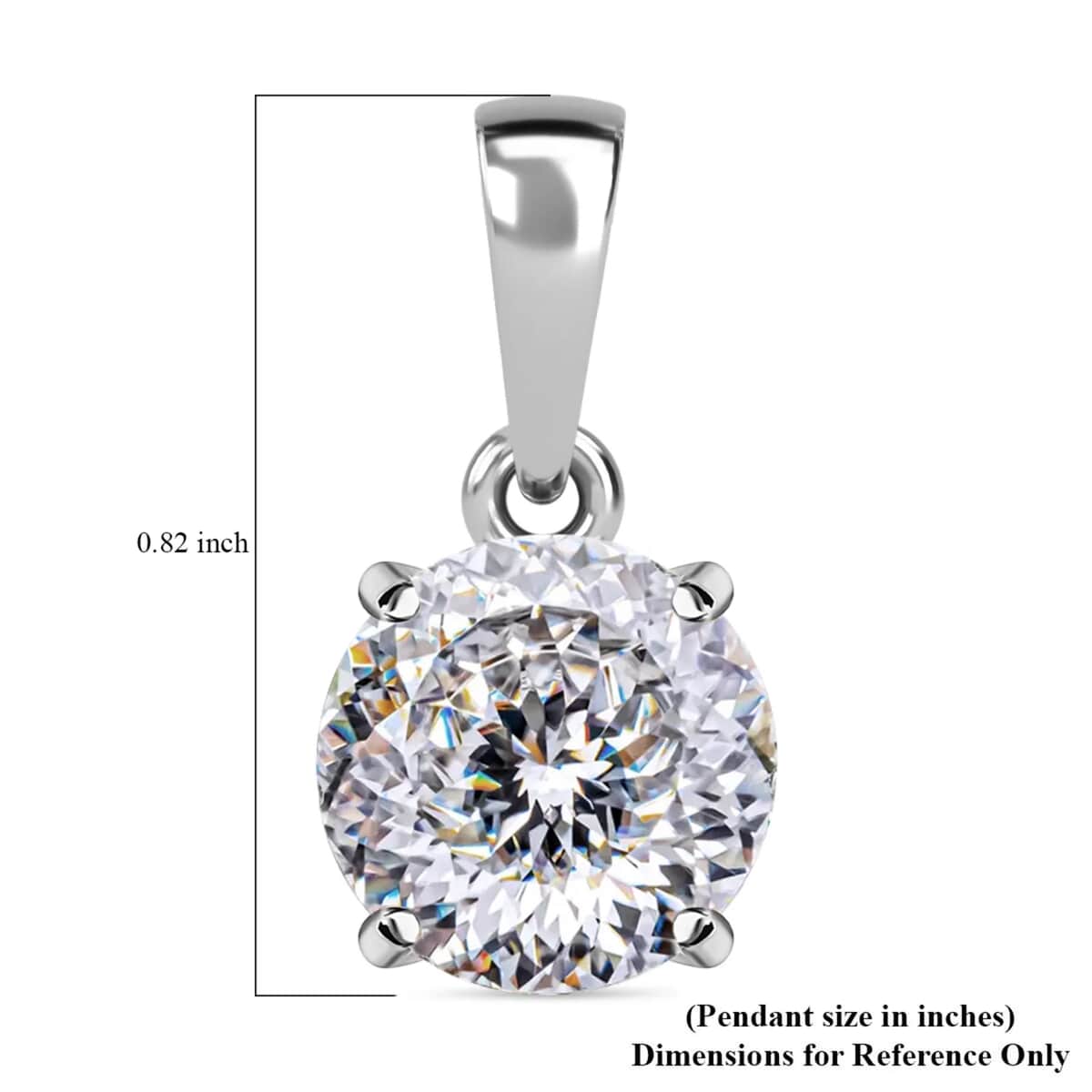 10K White Gold 120 Facet Moissanite Pendant, Gold Solitaire Pendant, Anniversary Gifts 1.80 ctw image number 6