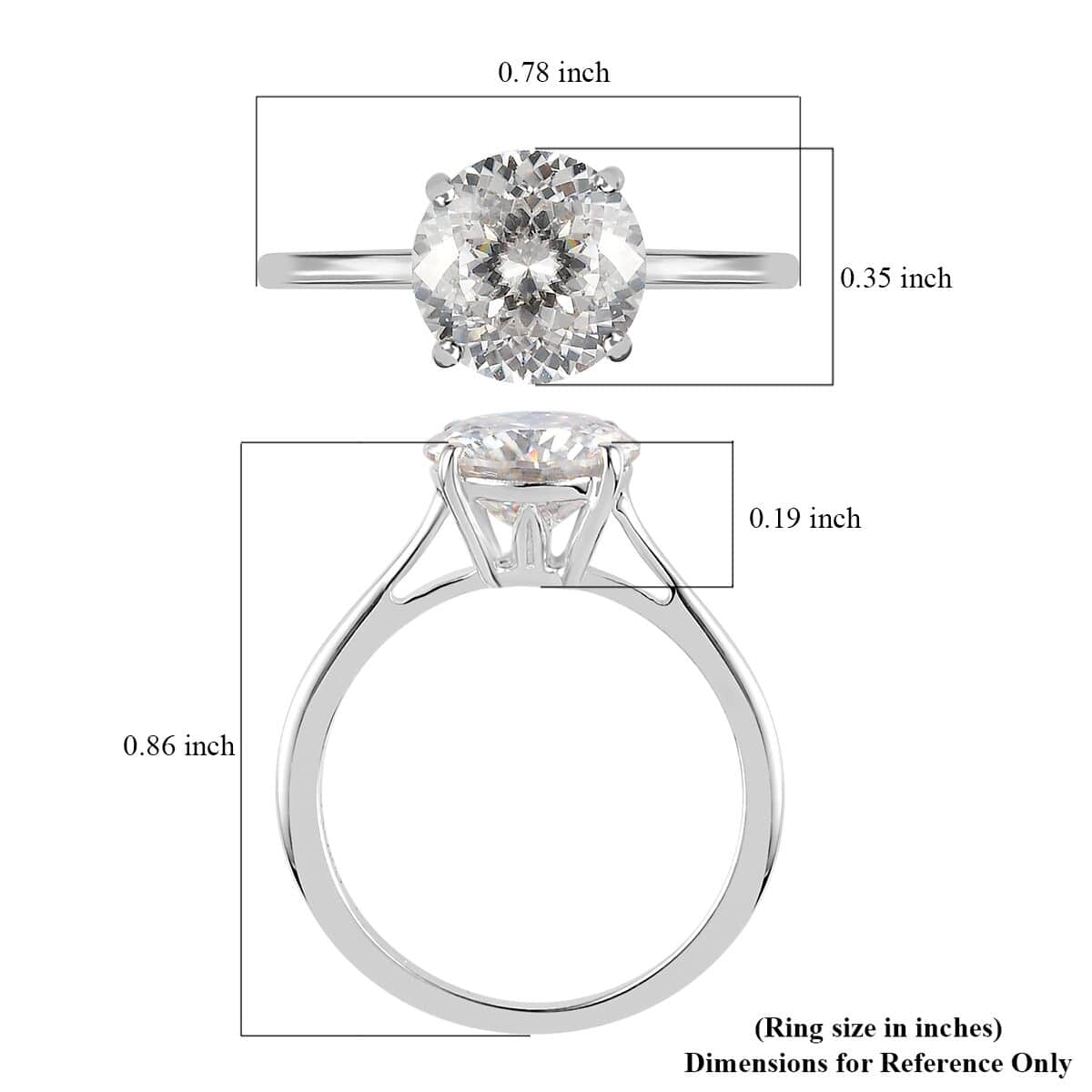 10K White Gold 120 Facet Moissanite 1.85 ctw Solitaire Ring, Promise Ring For Women (Size 10.0) image number 5