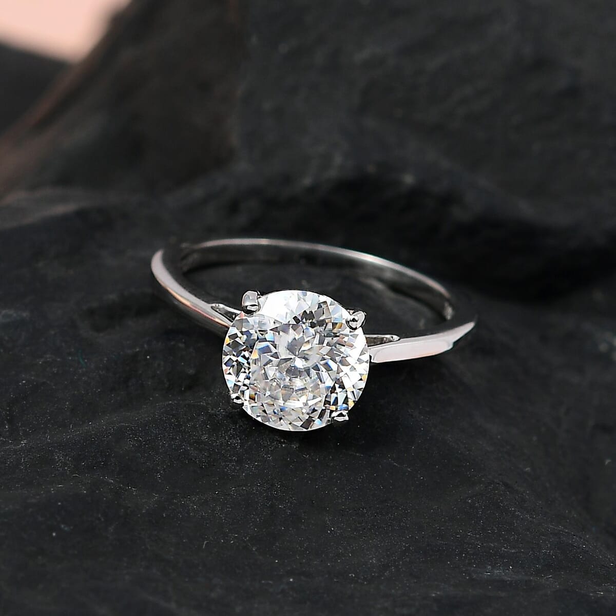 10K White Gold 120 Facet Moissanite 1.85 ctw Solitaire Ring, Promise Ring For Women (Size 5.0) image number 1