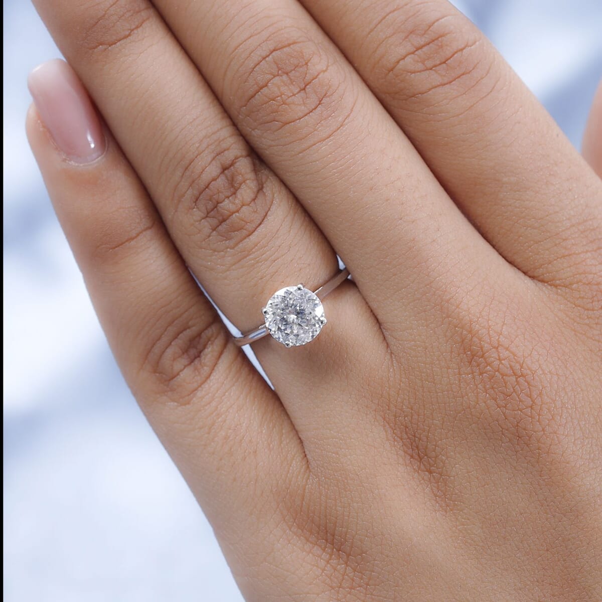 10K White Gold 120 Facet Moissanite 1.85 ctw Solitaire Ring, Promise Ring For Women (Size 5.0) image number 2