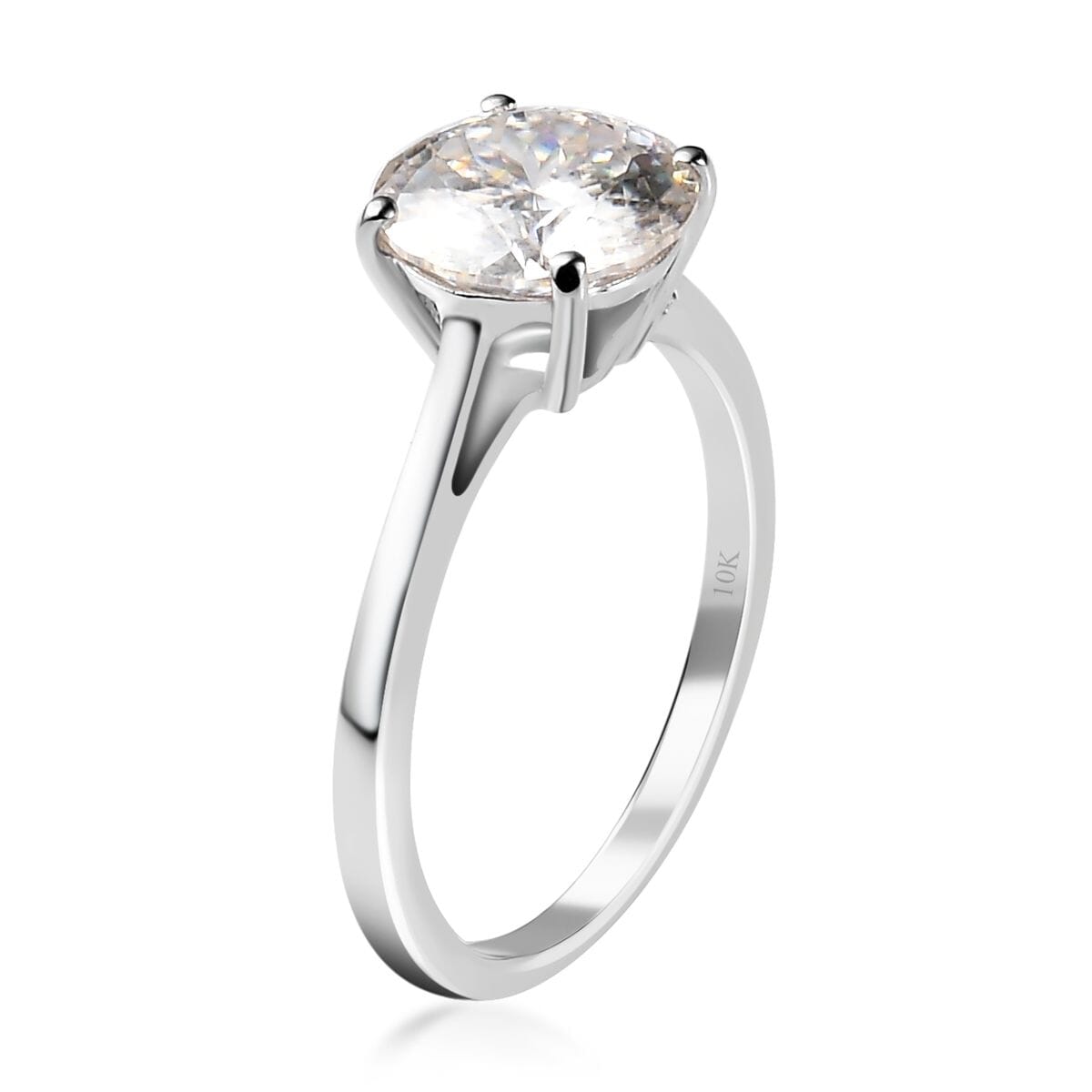10K White Gold 120 Facet Moissanite 1.85 ctw Solitaire Ring, Promise Ring For Women (Size 5.0) image number 3