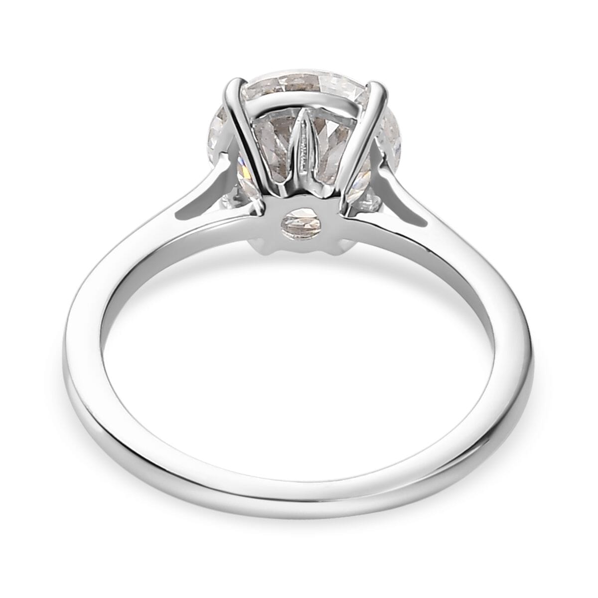 10K White Gold 120 Facet Moissanite 1.85 ctw Solitaire Ring, Promise Ring For Women (Size 5.0) image number 4