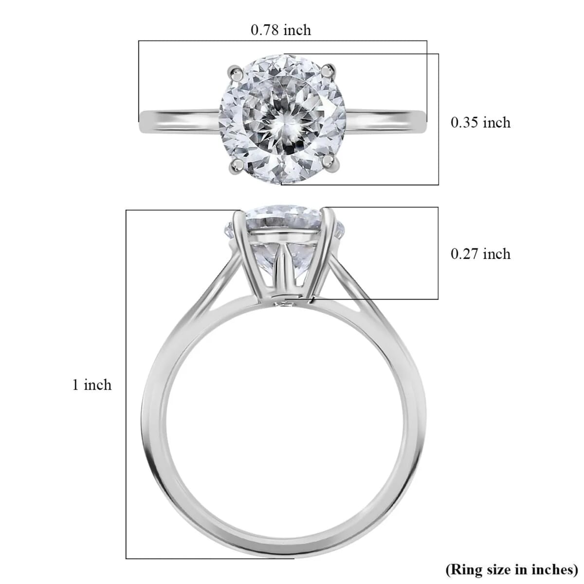10K White Gold 120 Facet Moissanite 1.85 ctw Solitaire Ring, Promise Ring For Women (Size 5.0) image number 6