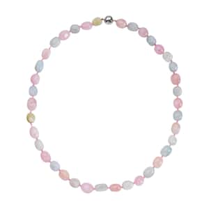 Mangoro Aquamarine, Marropino Morganite, Heliodor Beaded Necklace 20 Inches in Rhodium Over Sterling Silver 322.50 ctw