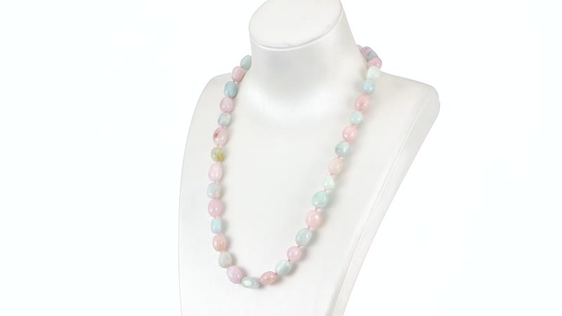 Mangoro Aquamarine 322.50 ctw, Marropino Morganite, Heliodor Beaded Necklace 20 Inches in Rhodium Over Sterling Silver