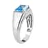 Swiss Blue Topaz and Natural White Zircon Men's Ring in Platinum Over Sterling Silver (Size 11.0) 3.15 ctw image number 3