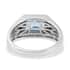Swiss Blue Topaz and Natural White Zircon Men's Ring in Platinum Over Sterling Silver (Size 11.0) 3.15 ctw image number 4