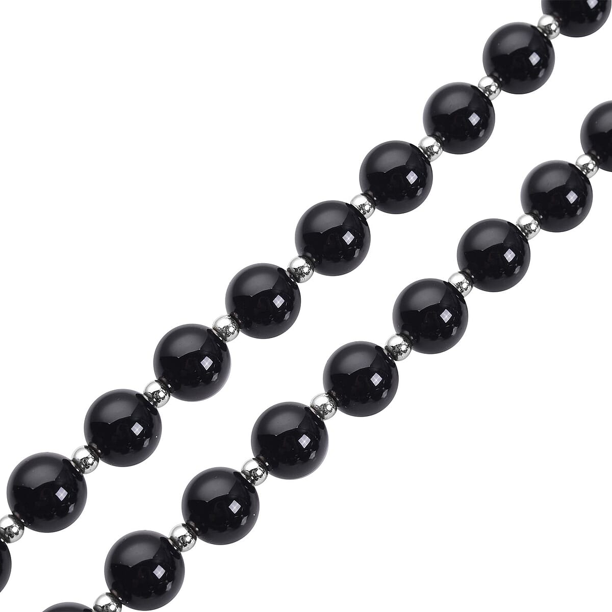 Enhanced Black Agate (D) 180.50 ctw Beaded Necklace 18-20 Inches with Elongated Matching Pendant in Silvertone image number 4