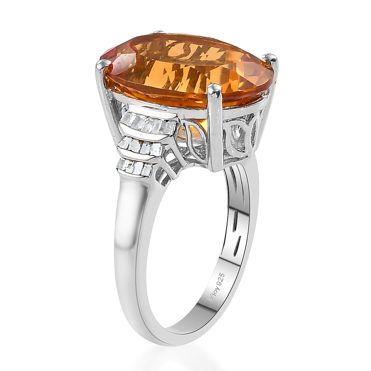 Serra Gaucha Citrine and Diamond Ring in Platinum Over Sterling Silver (Size 7.0) 8.75 ctw image number 3