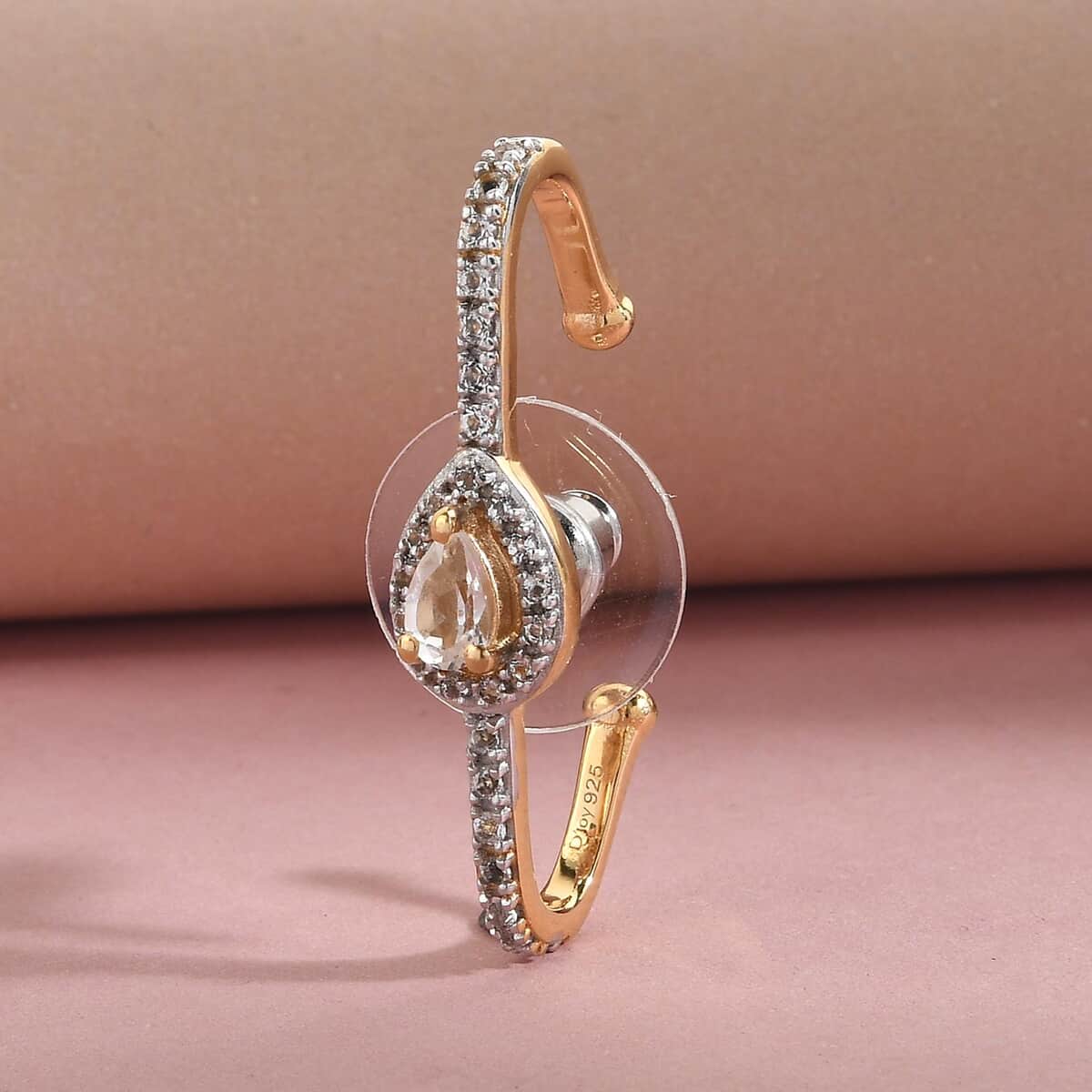 White Topaz Ear Cuff in Vermeil Yellow Gold Over Sterling Silver 0.52 ctw image number 1