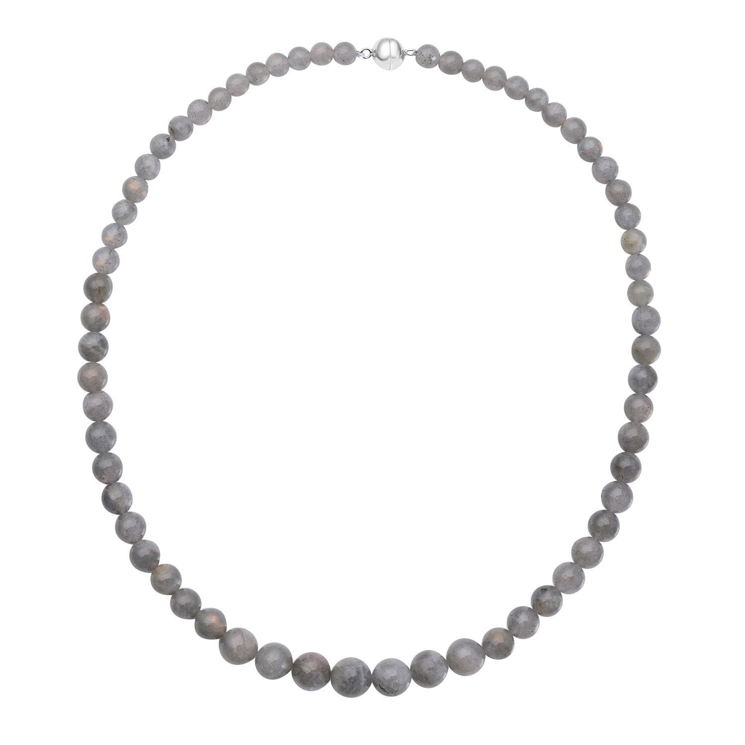 Labradorite Round Detailed Sterling Silver Bead Necklace Labradorite Round Detailed Sterling Silver Bead Necklace