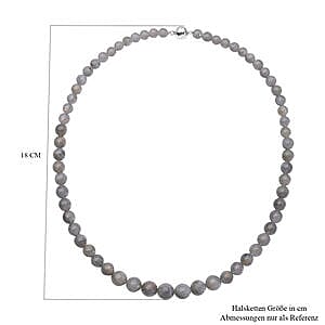 Labradorite 269.00 ctw Beaded Necklace in Rhodium Over Sterling Silver, Bead Necklace (20 Inches)